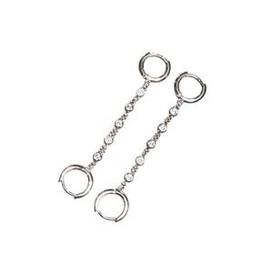 PAVOI Dangle Drop Earrings Crystal Chain Hoop Earrings Silver Tone‎
